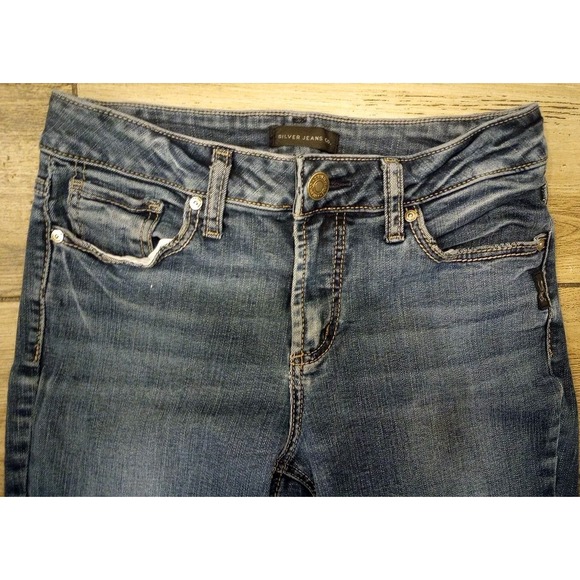 Silver Jeans Suki‎ Straight Women's Size 28x33 Blue Dark Wash Denim w flaws - Picture 2 of 11